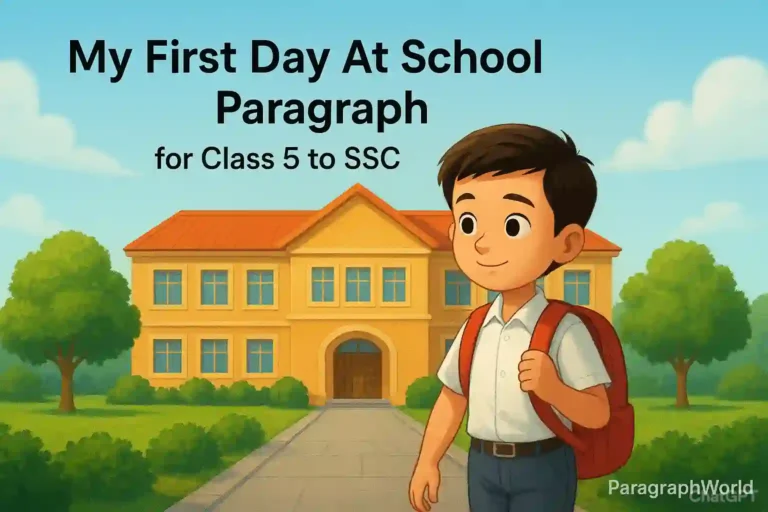 My First Day At School Paragraph for Class 5 to SSC